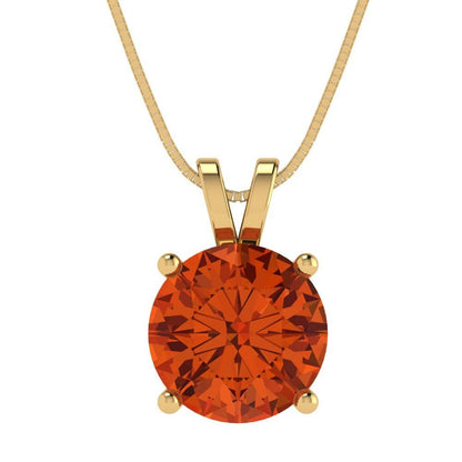 3 ct Brilliant Round Cut Solitaire Designer Genuine Flawless VVS1 Red Simulated Diamond 14K 18K Yellow Gold Pendant with 16" Chain