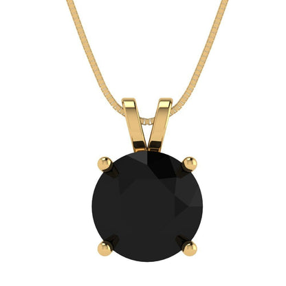 3 ct Brilliant Round Cut Solitaire Designer Genuine Flawless Natural Onyx 14K 18K Yellow Gold Pendant with 18" Chain