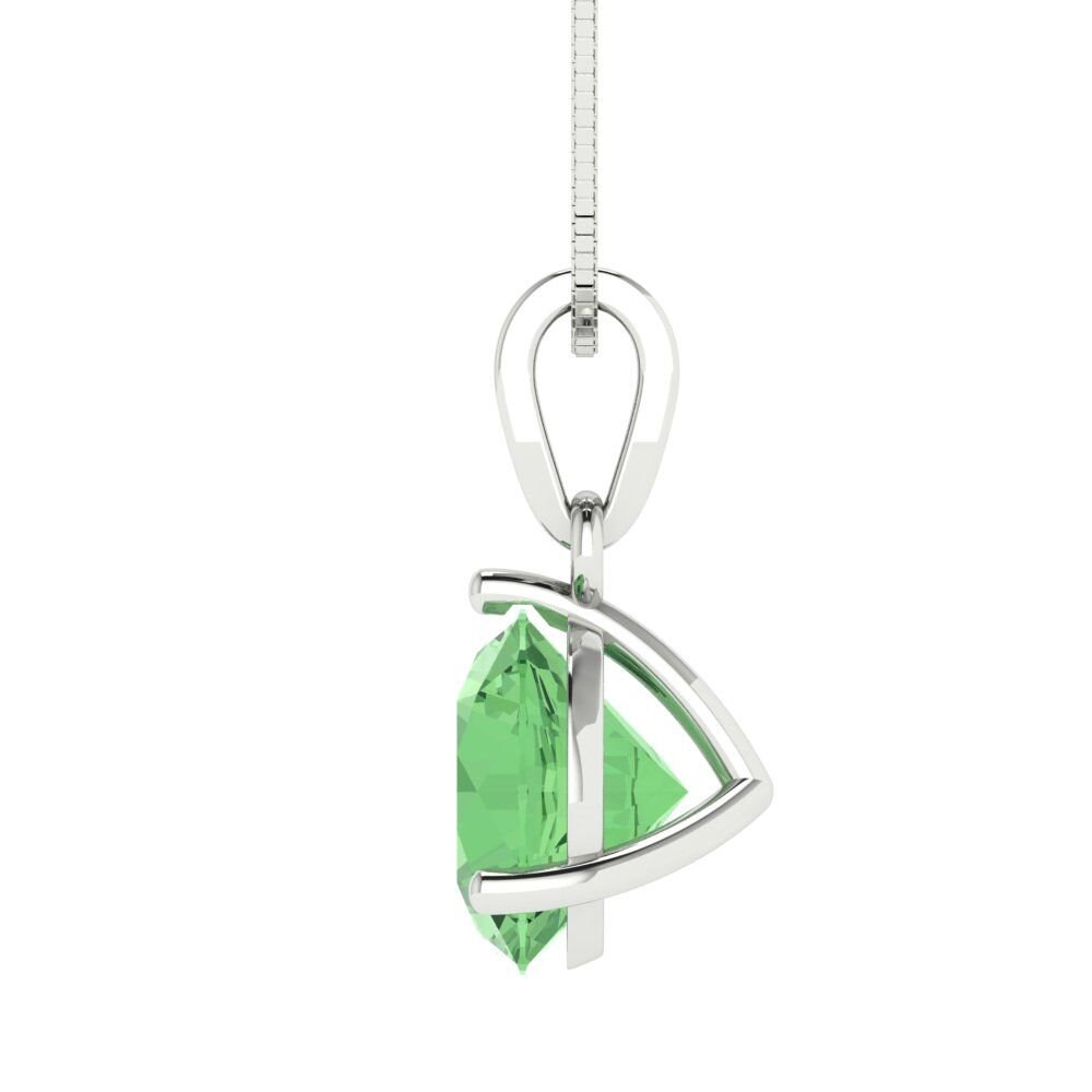 2 ct Brilliant Round Cut Solitaire Designer Genuine Flawless Green Simulated Diamond 14K 18K  White Gold Pendant with 18" Chain