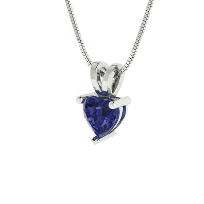 0.5 ct Brilliant Heart Cut Solitaire Designer Genuine Flawless VVS1 Simulated Tanzanite 14K 18K White Gold Pendant with 16" Chain