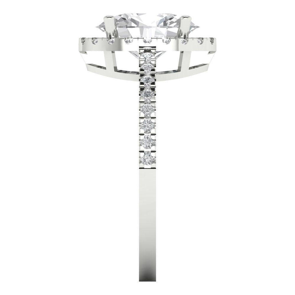 2.27 cttw Moissanite Hidden Halo Engagement Ring - Solid White Gold (VVS1, Oval Cut,9X7mm)