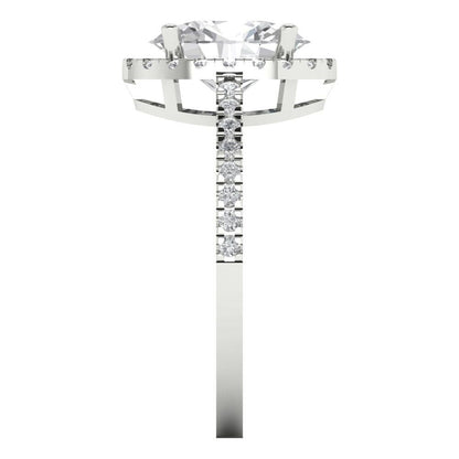 2.27 cttw Moissanite Hidden Halo Engagement Ring - Solid White Gold (VVS1, Oval Cut,9X7mm)