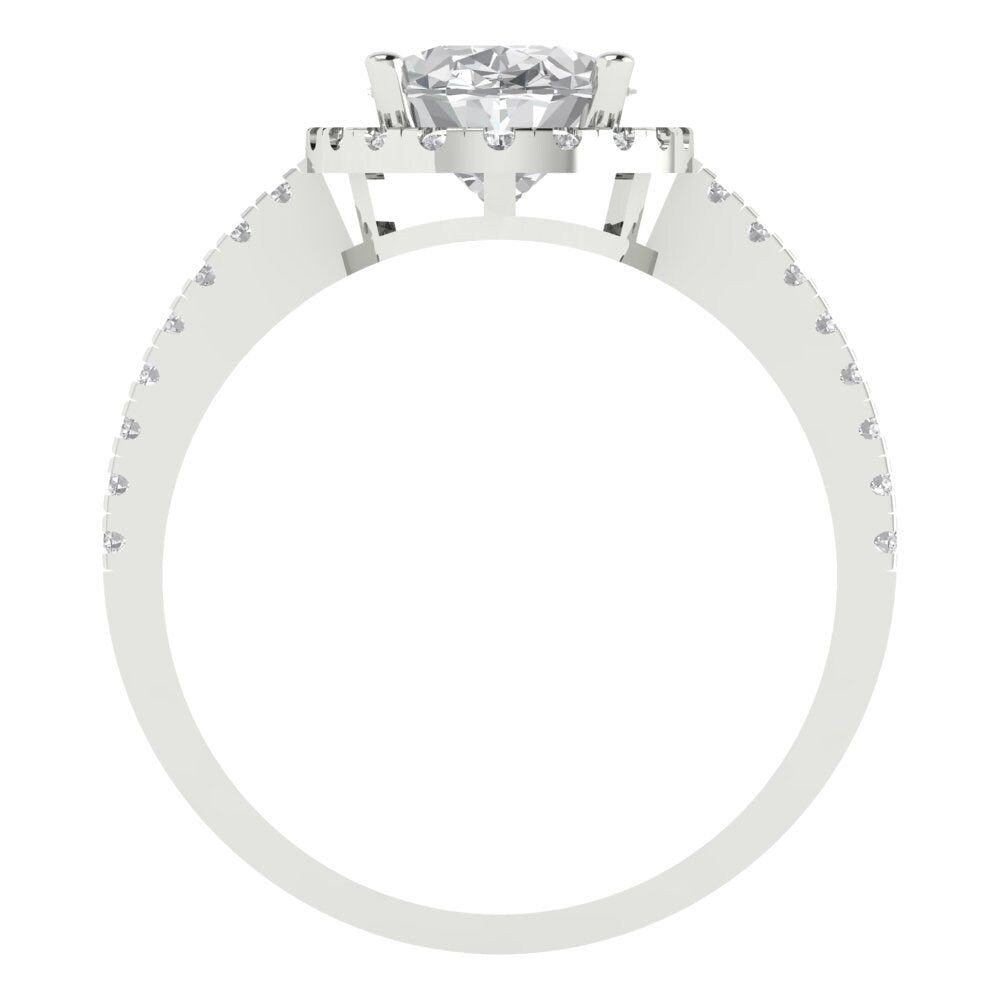 2.27 cttw Moissanite Hidden Halo Engagement Ring - Solid White Gold (VVS1, Oval Cut,9X7mm)