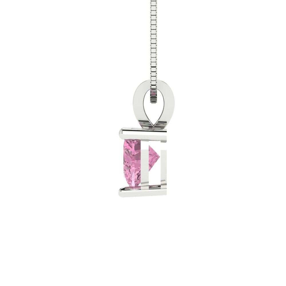 0.5 ct Brilliant Heart Cut Solitaire Designer Genuine Flawless VVS1 Pink Simulated Diamond 14K 18K White Gold Pendant with 16" Chain