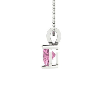 0.5 ct Brilliant Heart Cut Solitaire Designer Genuine Flawless VVS1 Pink Simulated Diamond 14K 18K White Gold Pendant with 16" Chain