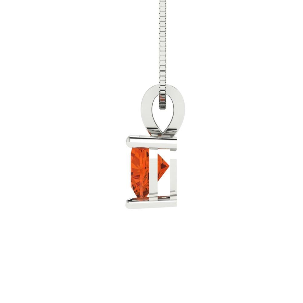 0.5 ct Brilliant Heart Cut Solitaire Designer Genuine Flawless VVS1 Red Simulated Diamond 14K 18K White Gold Pendant with 16" Chain