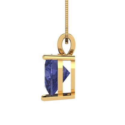 2 ct Brilliant Heart Cut Solitaire Designer Genuine Flawless VVS1 Simulated Tanzanite 14K 18K Yellow Gold Pendant with 16" Chain