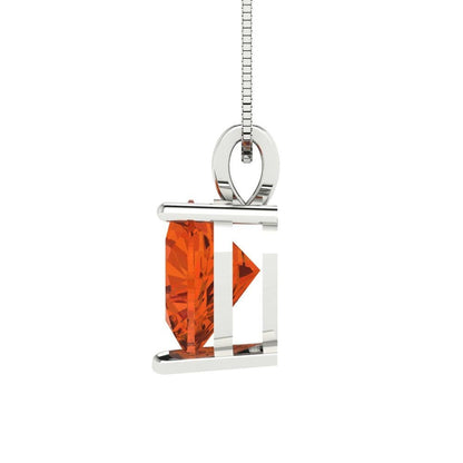 2 ct Brilliant Heart Cut Solitaire Designer Genuine Flawless VVS1 Red Simulated Diamond 14K 18K White Gold Pendant with 16" Chain