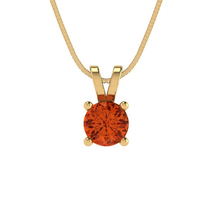 0.5 ct Brilliant Round Cut Solitaire Designer Genuine Flawless VVS1 Red Simulated Diamond 14K 18K Yellow Gold Pendant with 18" Chain