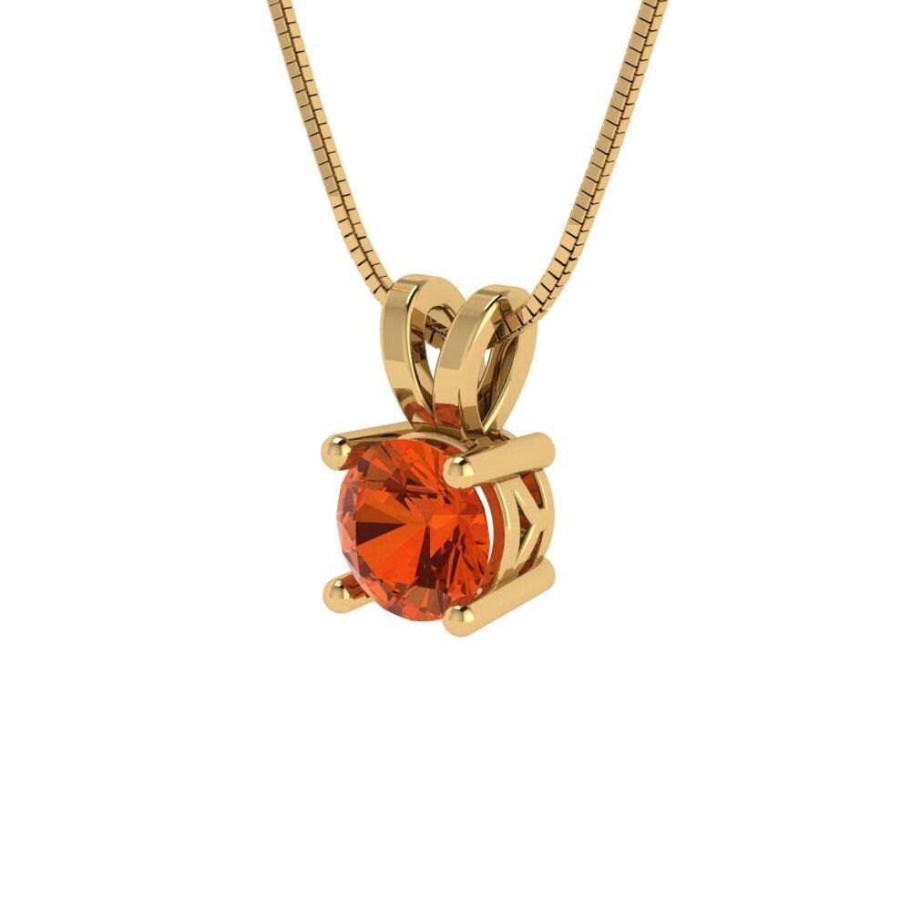 0.5 ct Brilliant Round Cut Solitaire Designer Genuine Flawless VVS1 Red Simulated Diamond 14K 18K Yellow Gold Pendant with 18" Chain
