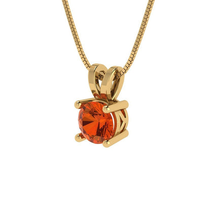 0.5 ct Brilliant Round Cut Solitaire Designer Genuine Flawless VVS1 Red Simulated Diamond 14K 18K Yellow Gold Pendant with 18" Chain