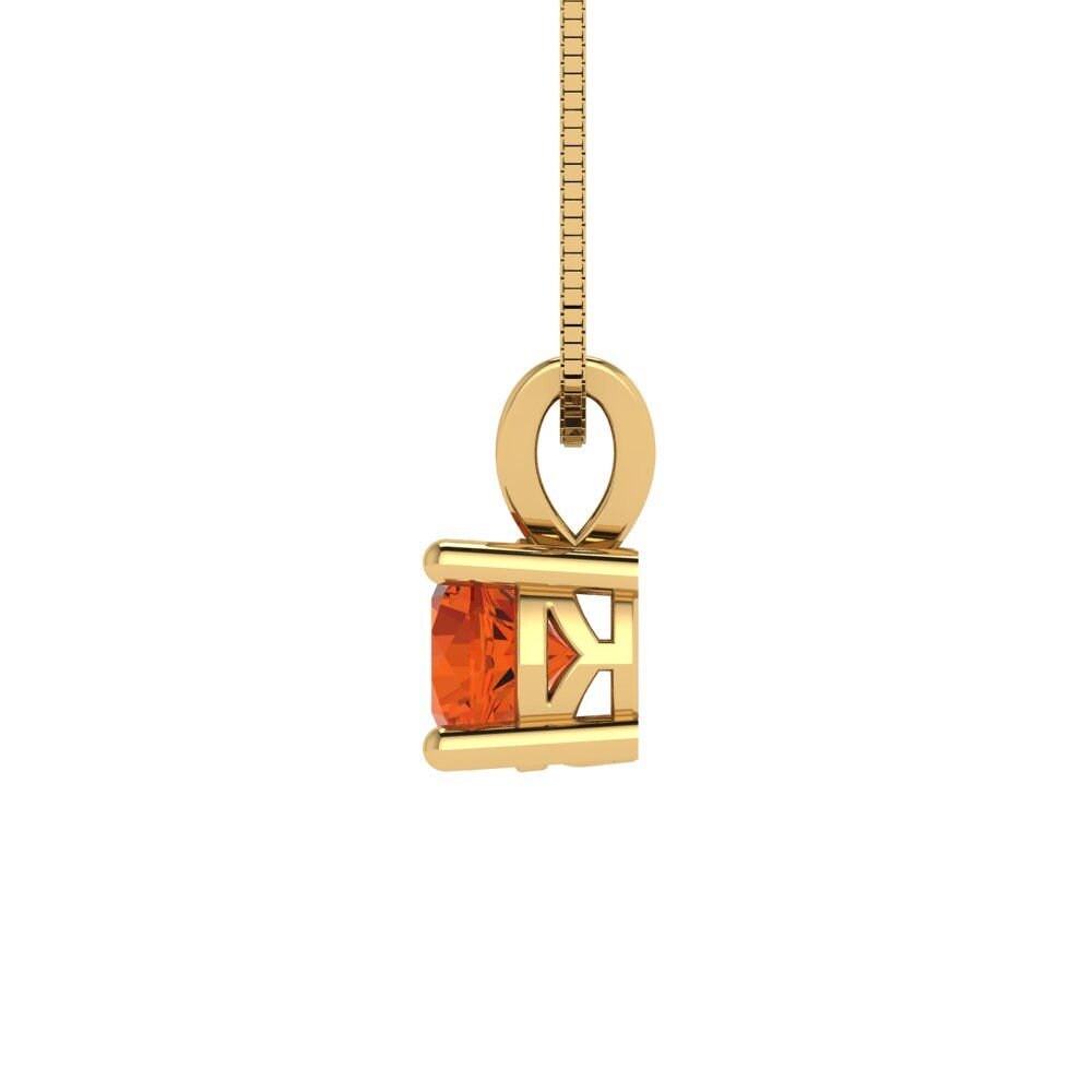 0.5 ct Brilliant Round Cut Solitaire Designer Genuine Flawless VVS1 Red Simulated Diamond 14K 18K Yellow Gold Pendant with 18" Chain