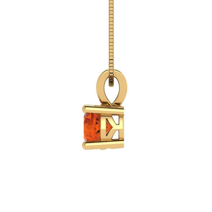 0.5 ct Brilliant Round Cut Solitaire Designer Genuine Flawless VVS1 Red Simulated Diamond 14K 18K Yellow Gold Pendant with 18" Chain