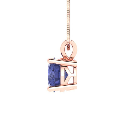 1.0 ct Brilliant Round Cut Solitaire Designer Genuine Flawless VVS1 Simulated Tanzanite 14K 18K Rose Gold Pendant with 16" Chain