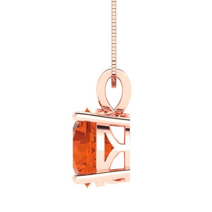 3 ct Brilliant Round Cut Solitaire Designer Genuine Flawless VVS1 Red Simulated Diamond 14K 18K Rose Gold Pendant with 16" Chain