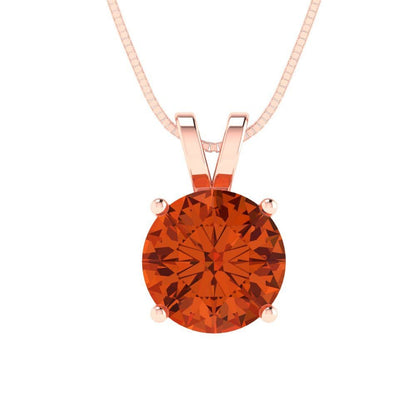 2.5 ct Brilliant Round Cut Solitaire Designer Genuine Flawless VVS1 Red Simulated Diamond 14K 18K Rose Gold Pendant with 18" Chain