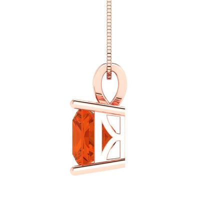 2.50 ct Brilliant Princess Cut Solitaire Designer Genuine Flawless VVS1 Red Simulated Diamond 14K 18K Rose Gold Pendant with 16" Chain